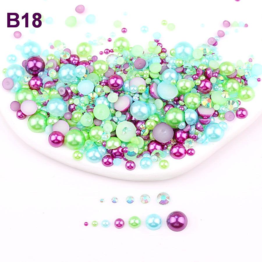 Mixed 2mm-10mm Half-Round AB Plated Resin Pearls - DIY Accessories