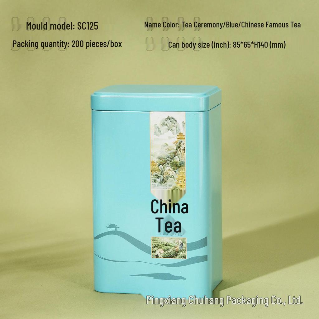 Universal Tea Storage Tin: Square Iron Box, 125g Capacity for White, Black, or Green Tea, Airtight and Empty.