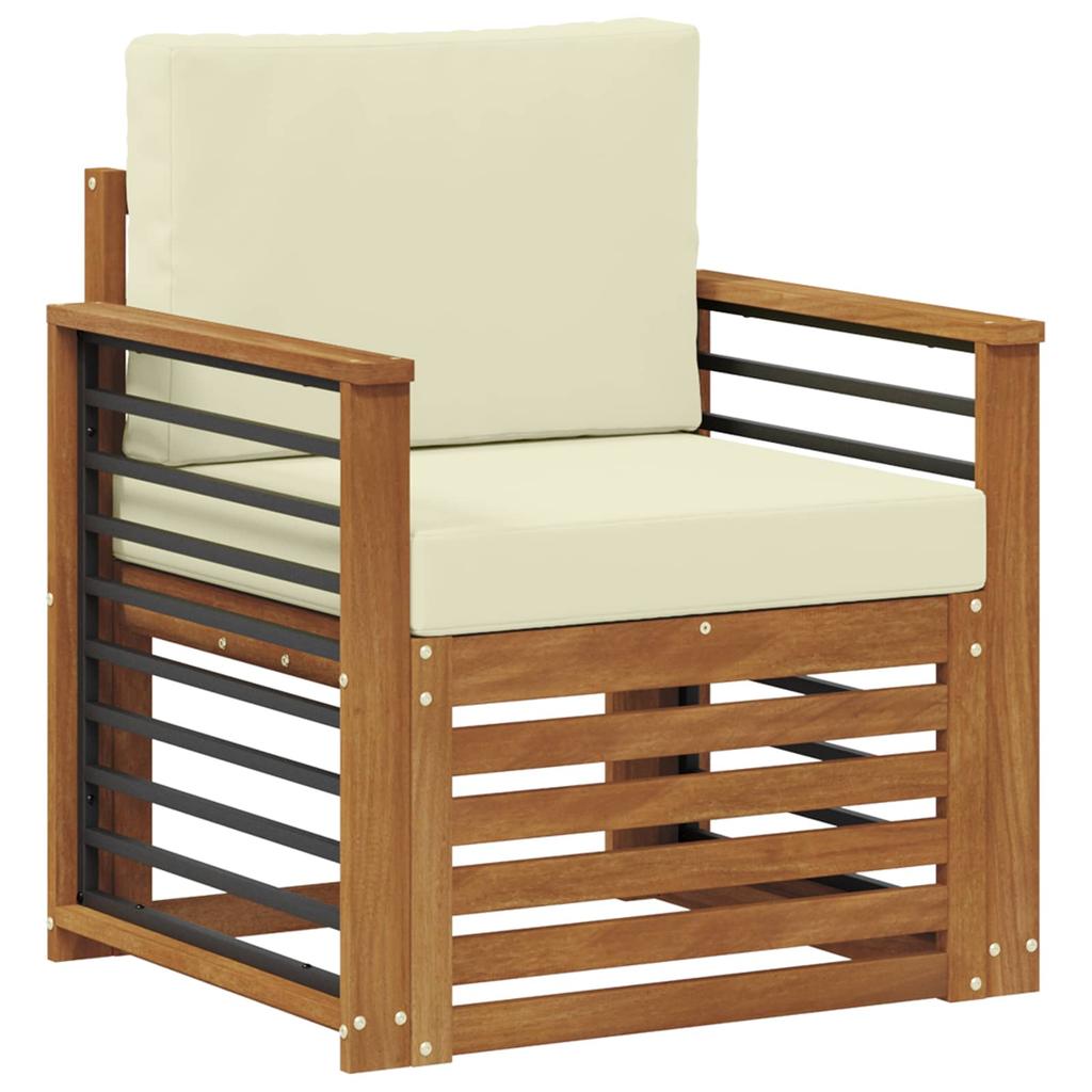Outdoor Sofa Set Solid Acacia Wood and Polyester