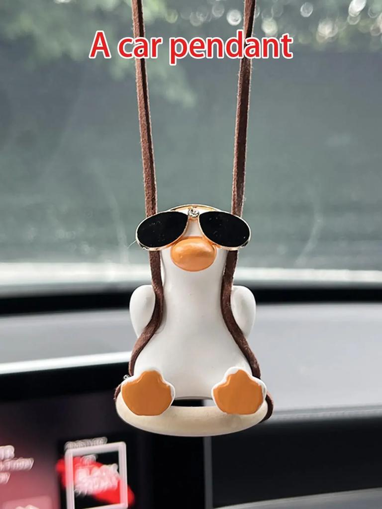 Car Accessorie Car Fragrance Gypsum Cute Anime Swing Duck Pendant Auto Rearview Mirror Ornaments Birthday Gift Auto Decoraction