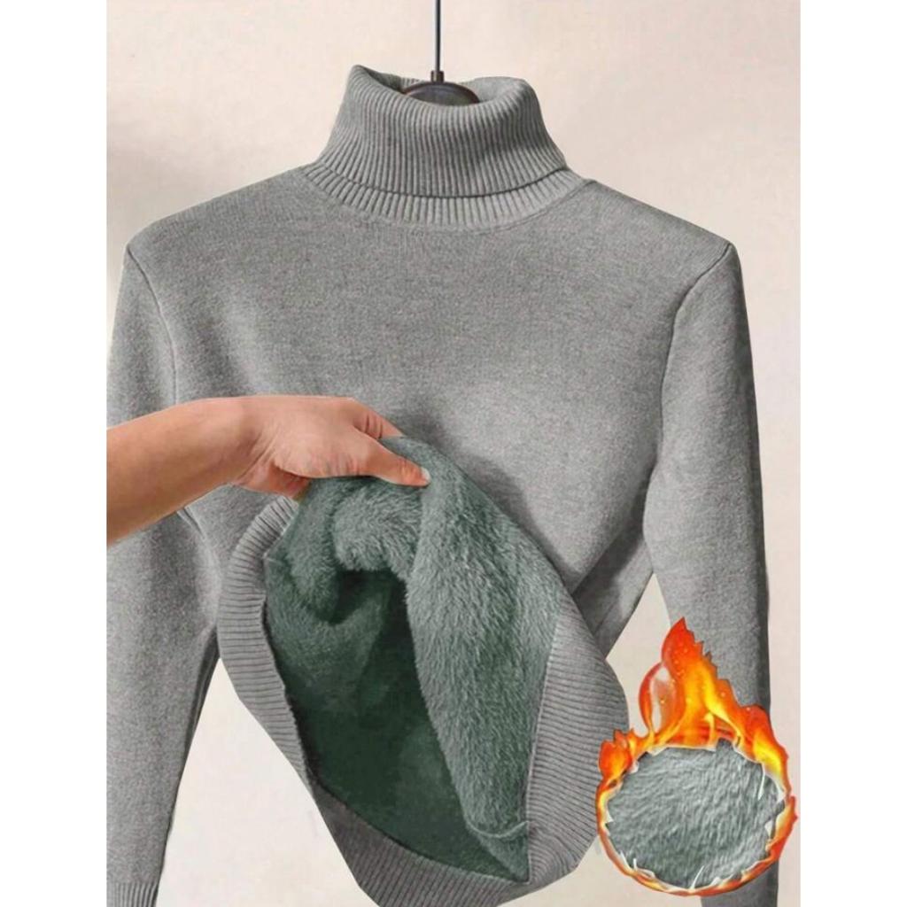 Thickened One-piece Fleece Clothes for Autumn Women, Mink Fleece Warm Top, High Neck Base Shirt for Women