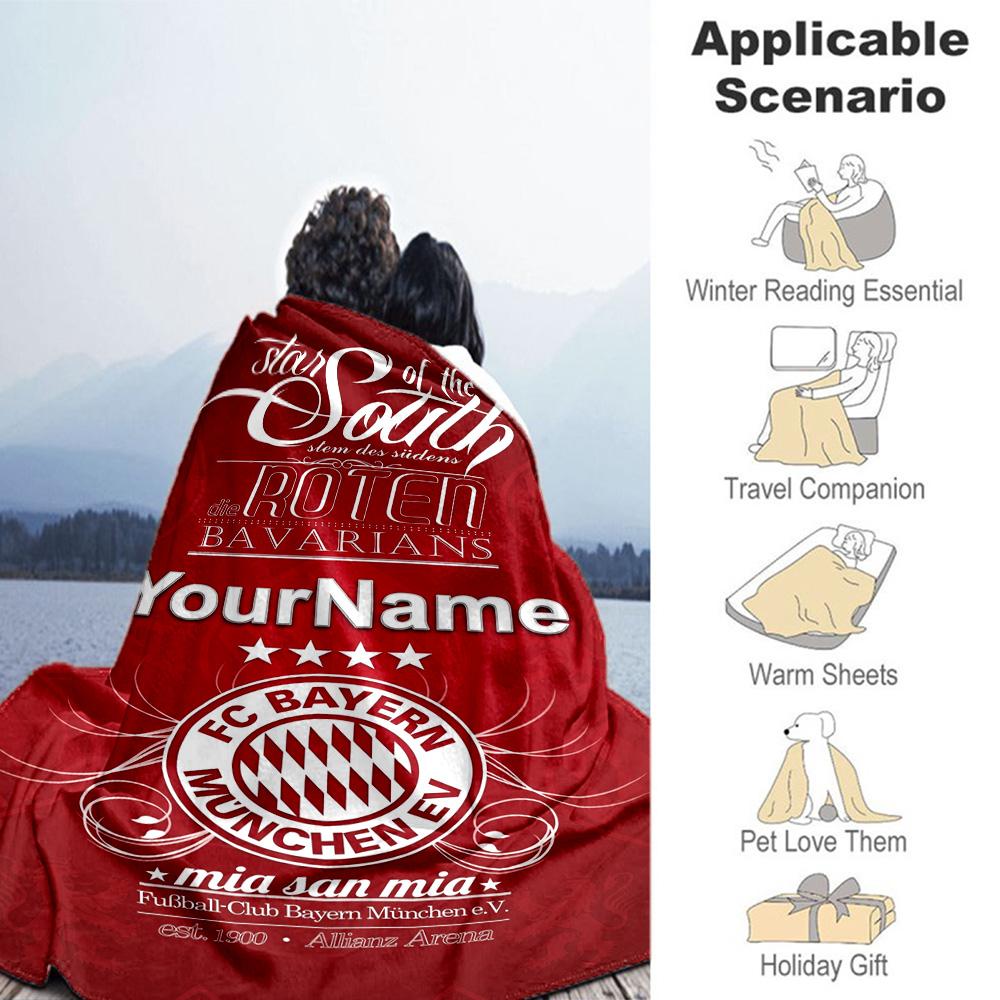 Bayern Munich Personalized Text Blanket Lightweight Customizable Blanket Warmthful Decor Perfect for Seaside Home Decor Chair Bedding for All Occasion