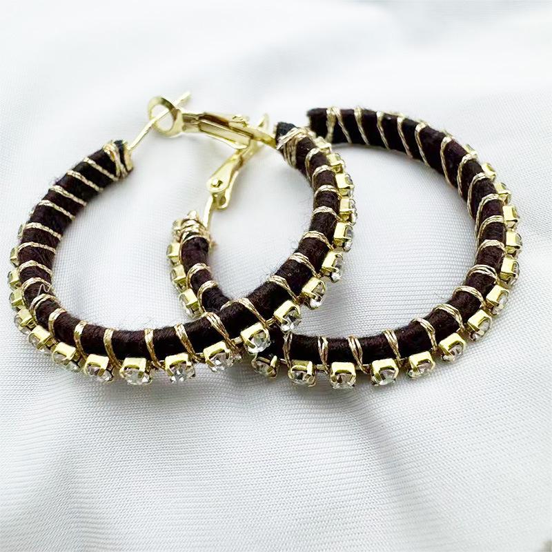 Elegant Gold-Plated Zircon Hoop Earrings for Women: Chic French Design