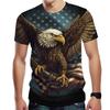 Summer Round Neck 3D American Eagle Pattern Print Top Fashionable Casual Short Sleeved Men's T-shirts