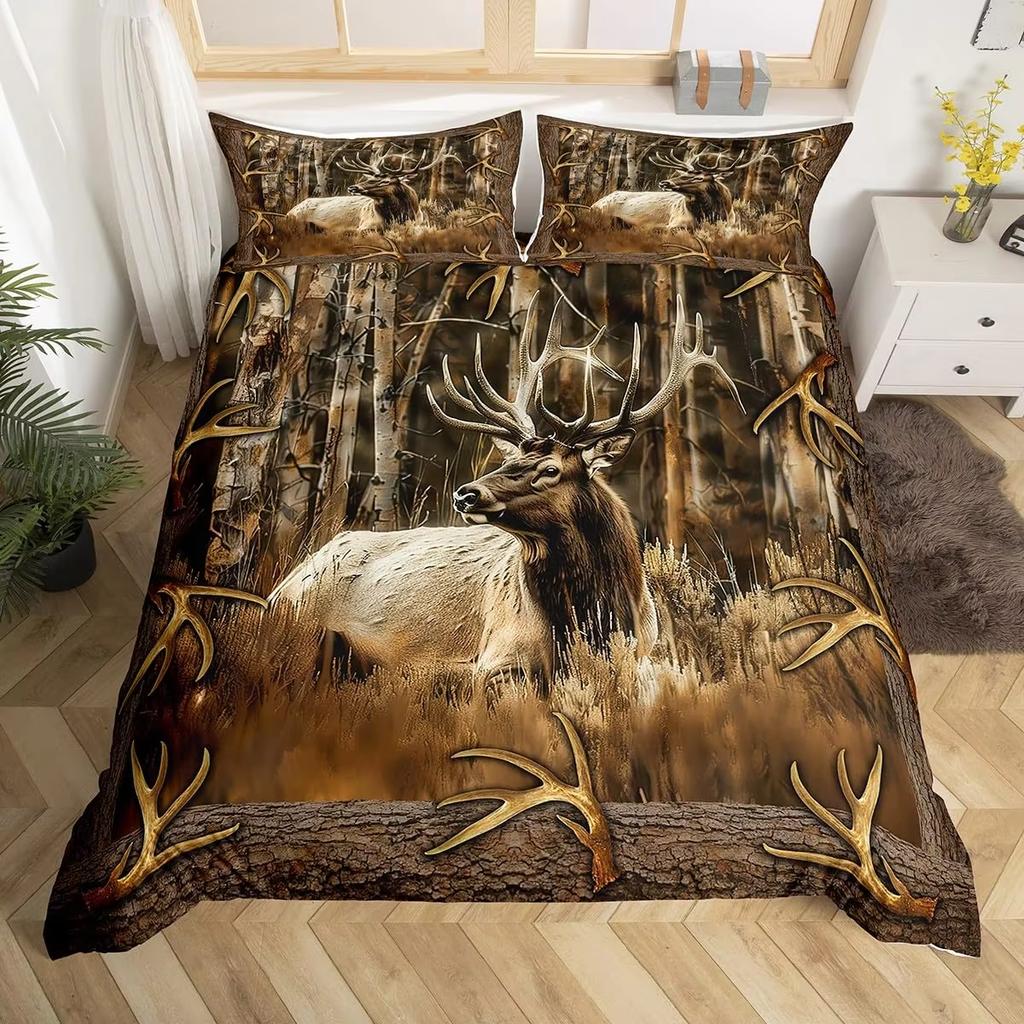 Wild Deer Duvet Cover Set Single Queen King Size Rustic Farm Style Soft Bedding Set Adult Women Teens Cute Animal Duvet Covers