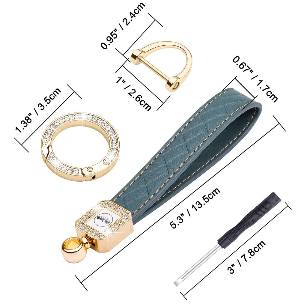 Wisdompro Car Key Sparkly PU for Smart Gray Blue Holder, Carabiner, Leather, Keys, Anti-Loss, Stylish, Cute, Women's,