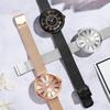 Classic Business Women Quartz Watch Round Roman Dial Rhinestone Ring Decor Mesh Strap Daily Waterproof Wrist Watch
