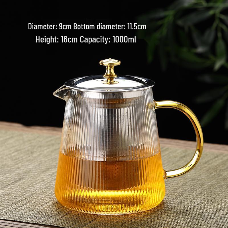 2026 Thickened Glass Teapot with Integrated Infuser – High-Temperature Resistant for Home Brewing