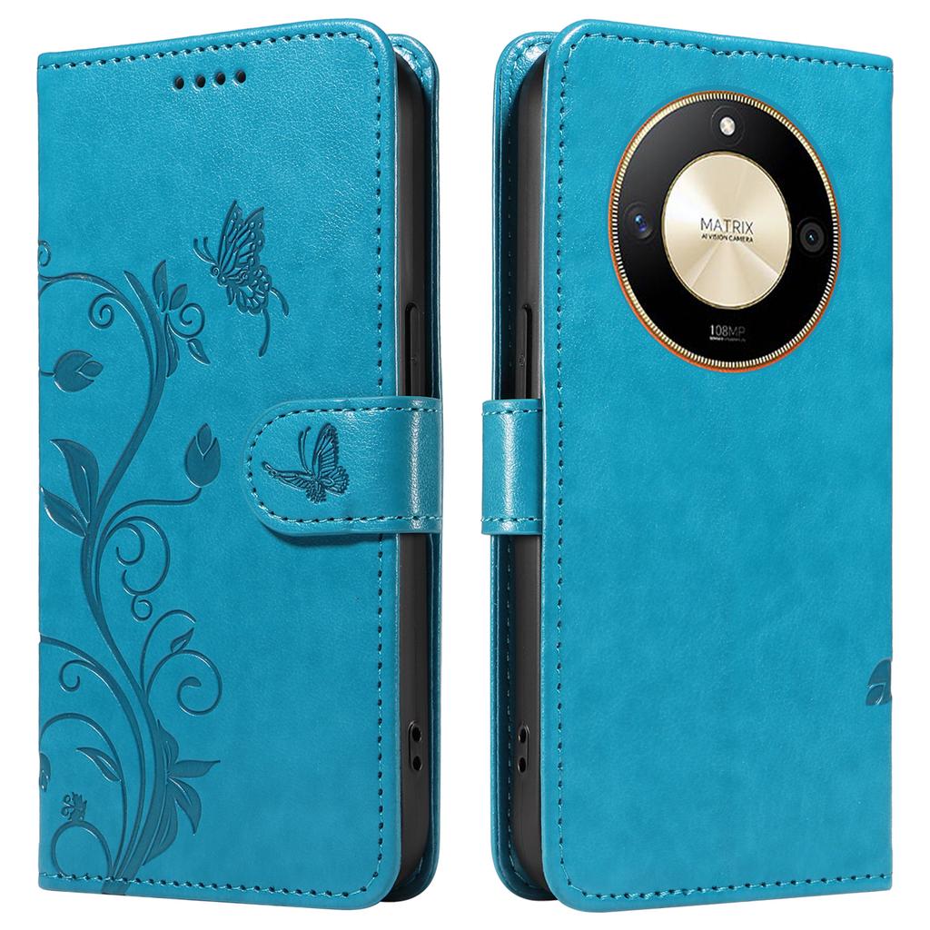 For Honor Magic6 Lite 5G/X9b 5G/X50 5G PU Leather Cases Flower Pattern Wallet Stand Phone Cover with Strap