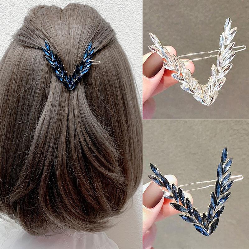 Luxury Shining Crystal Hair Clip For Women V Shape Buckle Hairpins Girls Hair Accessories Headwear Fashion Ornaments Gift