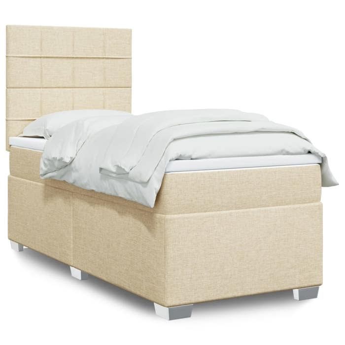 Maison Exclusive - Sommier à lattes de lit avec matelas Crème 90x200 cm Tissu