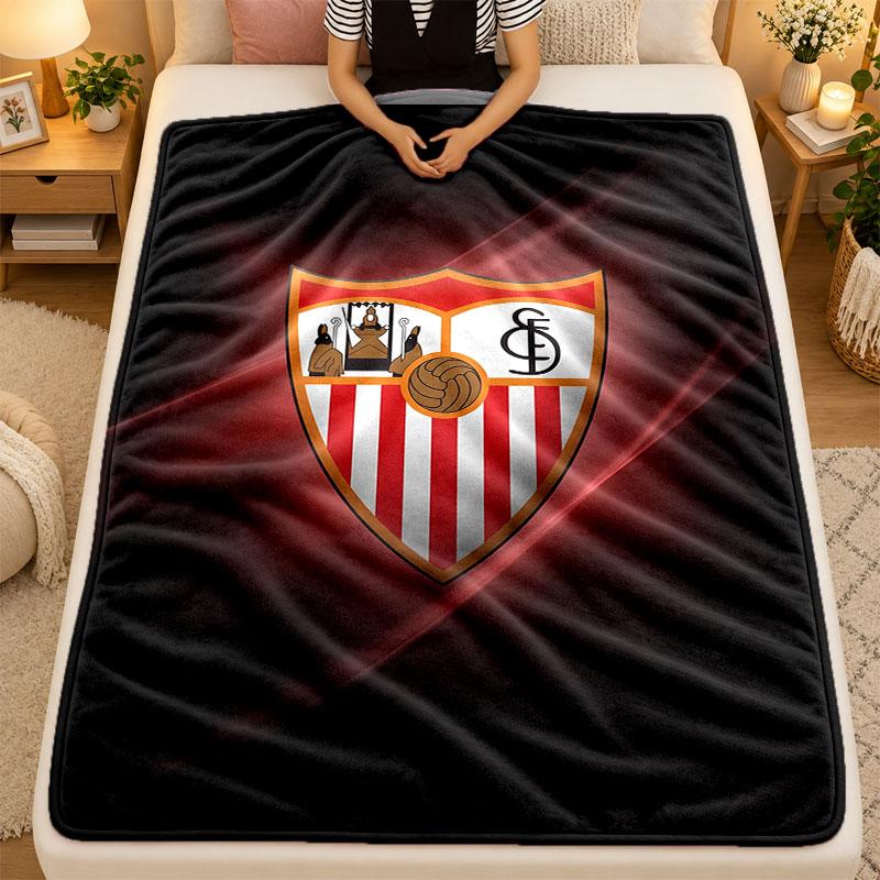 Flannel BlanketSevilla FC Warm Soft Throw Blanket for Indoor Sofa Bed Living Room Use