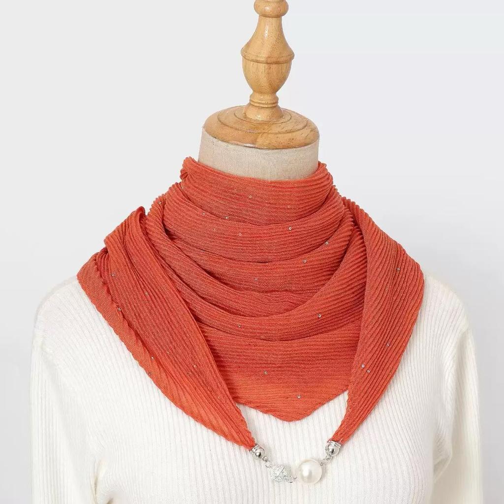 Spring and Autumn Fashion Explosion 71 Square Scarf Magnetic Buckle Scarf Silk Scarf Women's Neckband Neck Headband Scarf