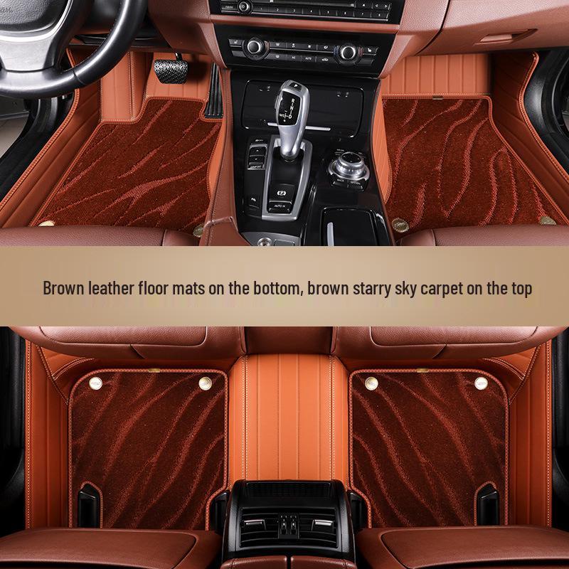 Genuine Leather Full Surround Car Floor Mats for 22 Volkswagen Models: Magotan, Tiguan L, Teramont X, and Passat