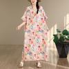 DIMANAF New 2026 Women Plus Size Summer Casual Loose Long Dress Cotton Oversize Maxi Floral Print Beach Sundress