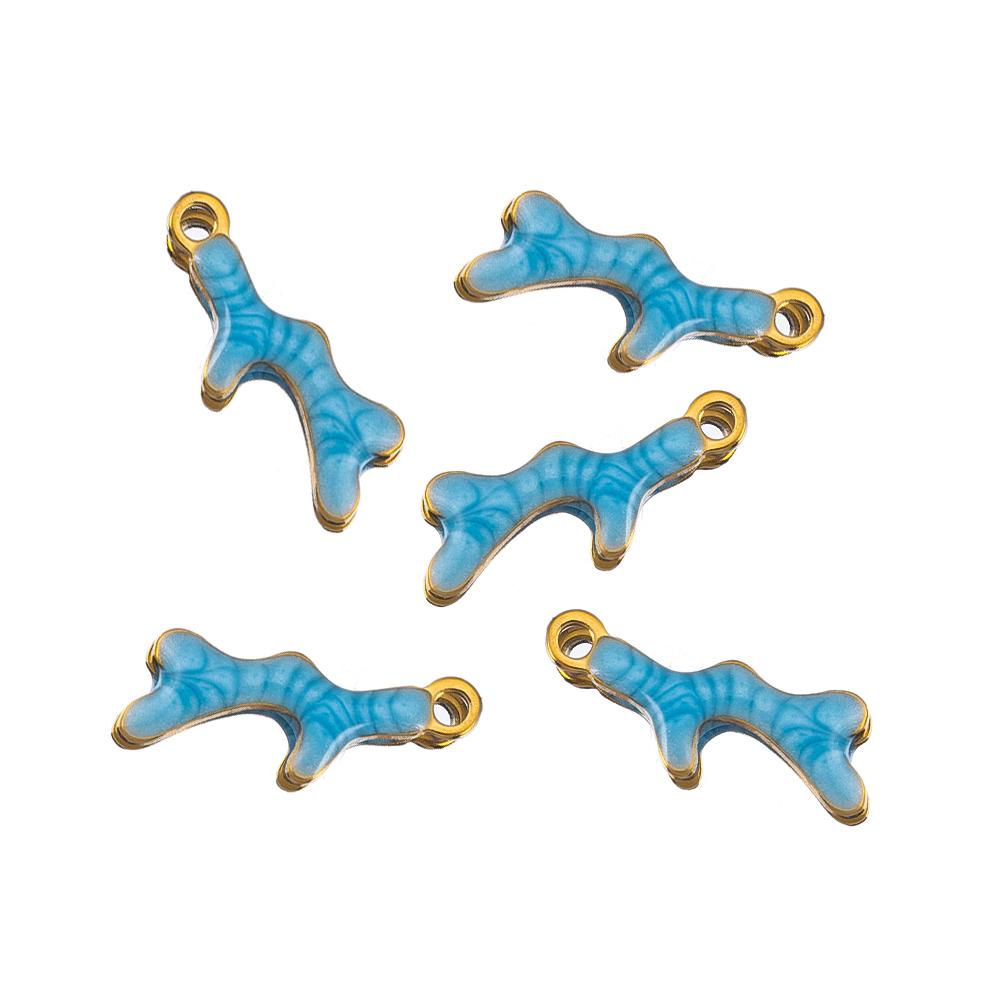 10pcs New Stainless Steel Colorful Marine Coral Starfish Fish Seaweed Charm Necklace Earring Pendant Base for DIY Jewelry Making