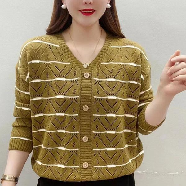 

WTEMPO Длинные рукава Hollow весна осень вязаные кардиганы с пуговицами женские V-образный вырез однотонные повседневные свитера One Size