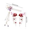 Flower Hairpin With Butterfly Crystal Hair Clip Set Traditional Chinese Style Elegant Ornament For Hanfu Wedding And Festival