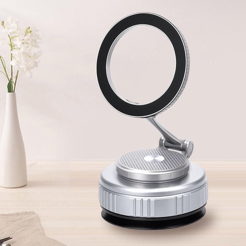 Magnetic Phone Holder with 360° Rotation: Foldable Suction Stand for Car & Desktop Navigation
