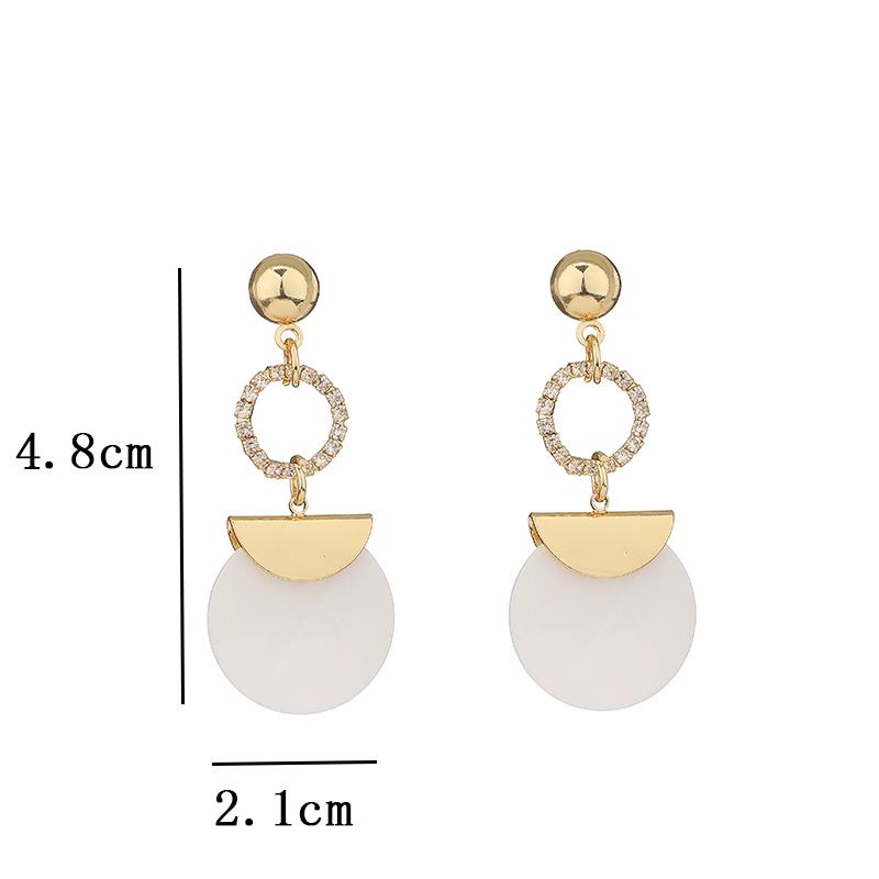 Bohemia Vintage Round Shell Earrings For Women Sparkling Zircon Pendant Cuff Clip Earrings Wedding Party Jewelry Gifts