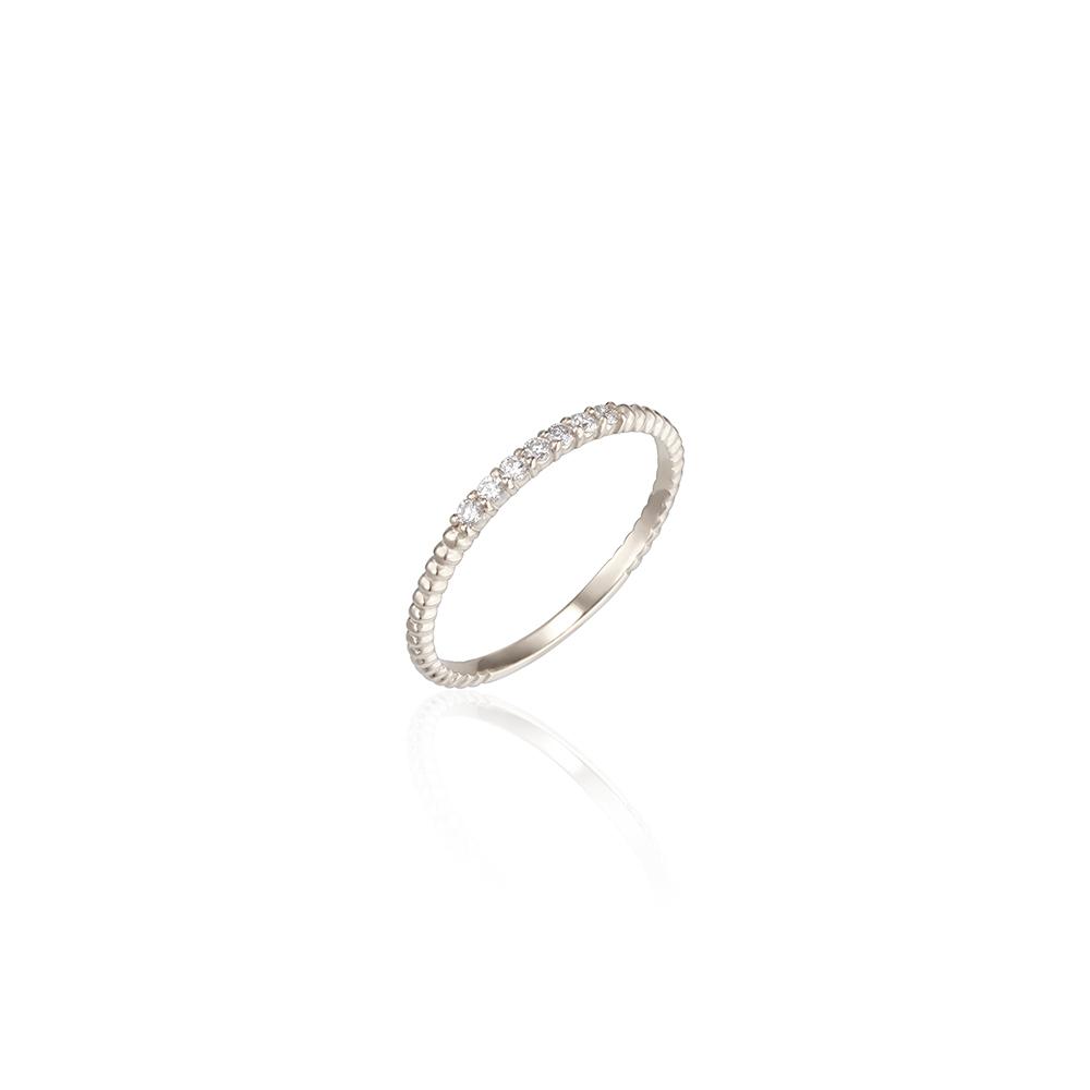 Lunne 14K Seven Diamond Pavé Line Ball Ring (14K Gold) Lcr06 (B Type)