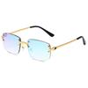 Vintage Rivet Metal Material Rimless Sunglasses Women For Men Square Sun Eyeglasses Punk Luxurious Brand Style Designer Popular Gradient Glasses