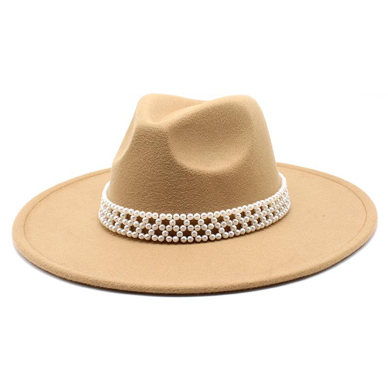 Hepburn Woolen Jazz Top Hat For Men And Women Casual 9.5Cm Big Edge Jazz Hat Felt Hat