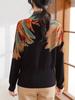 Ladies' Elegant Long Sleeved Soft and Warm Cross Neck Knitted Sweater with Printed V-neck Base Sweater