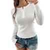Sexy Round-neck Solid-color Long-sleeved T-shirt Women's Spring and Summer Top