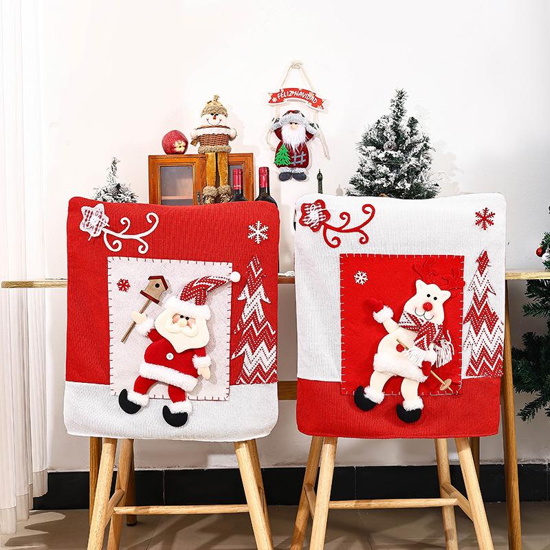 New Christmas Decorations Cartoon Three-dimensional Dancing Santa Claus Chair Cover Snowman Elk Chair Cover