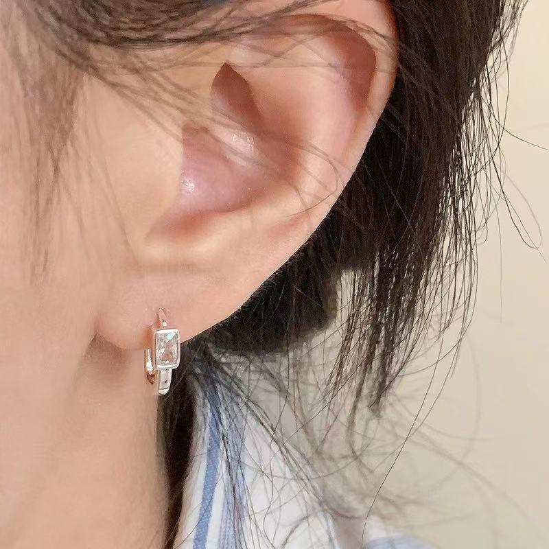 Minimalist Geometric White Zircon Earrings For Women Girl Korean Jewelry Ladies Gift Party