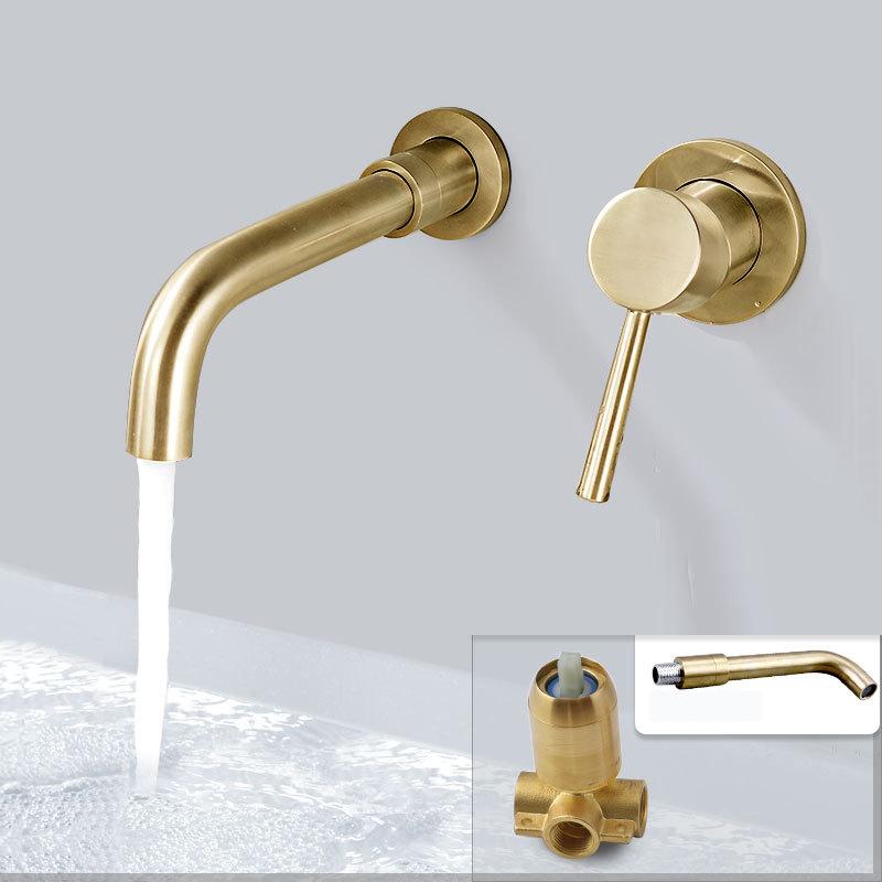 Modern Brass Wall Mounted Bathroom Basin Faucet Wall Sink Swivel Spout Bathtub Mixer Tap Crane Antique Bronze Finished