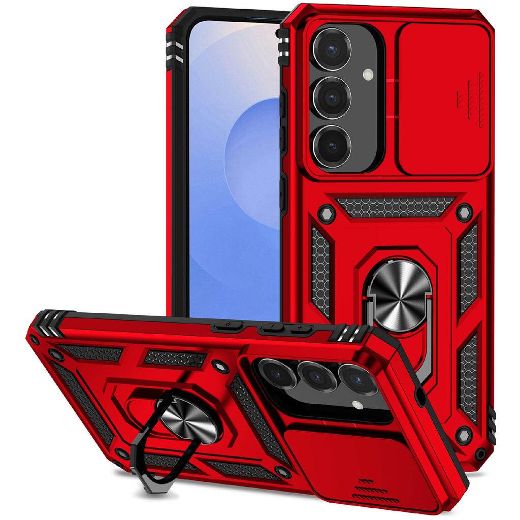 For Samsung Galaxy S25 FE Case PC + TPU Phone Cover with Lens Protection Kickstand