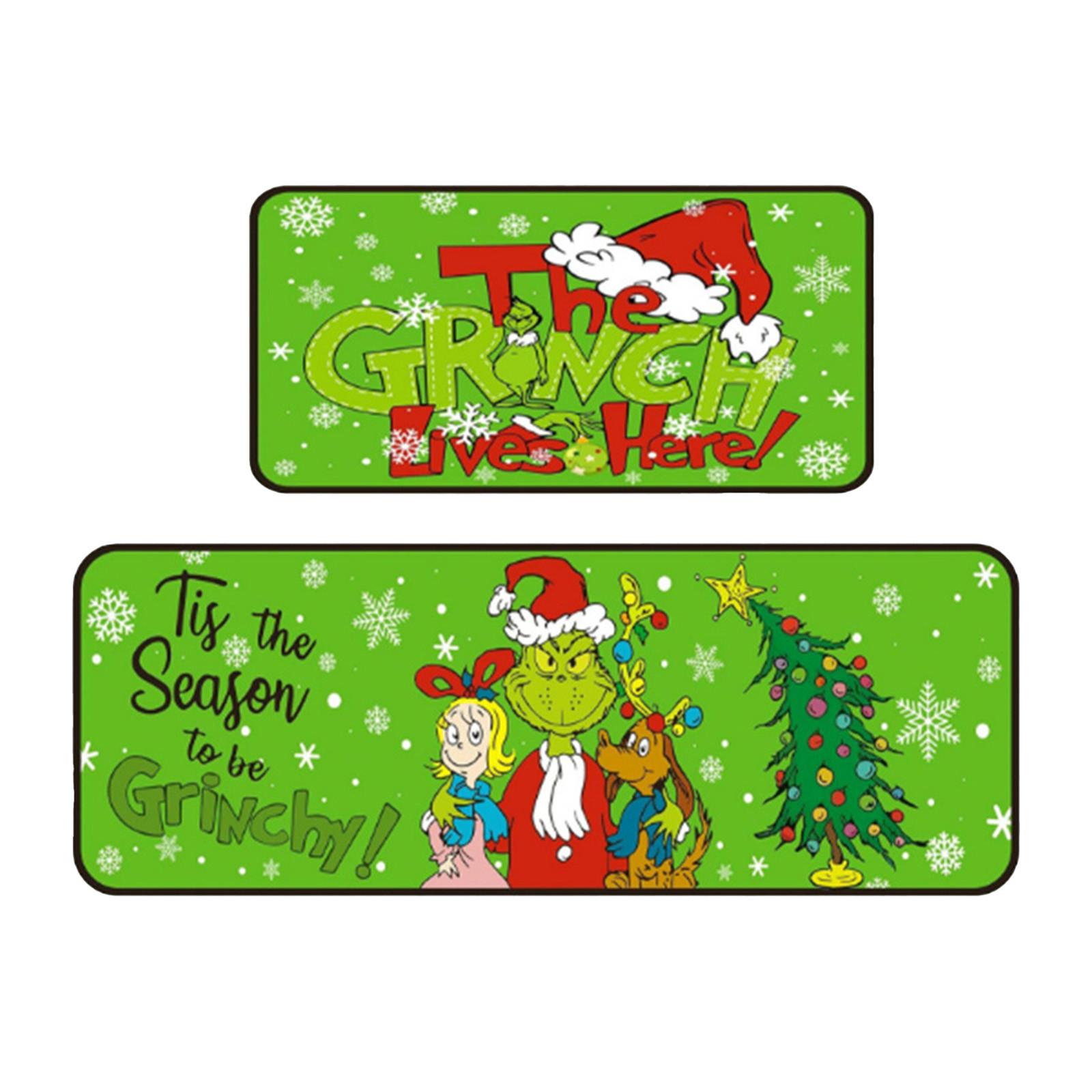 

Рождественские декоративные коврики для кухни, набор из 2 штук, рождественские украшения для кухни, нескользящий впитывающий коврик для кухни, водонепроницаемый коврик для прачечной и раковины