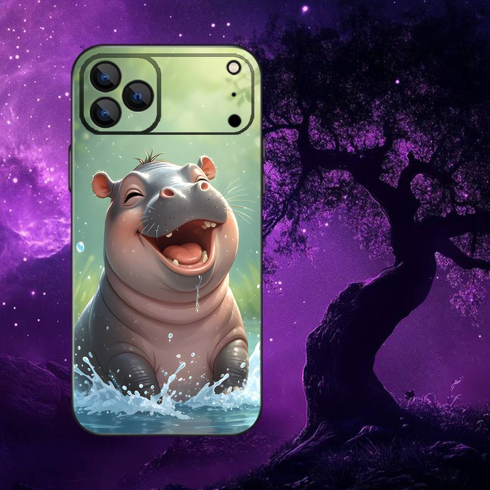 Cute Hippo Hippopotamus  Phone Case For iPhone 17,16,15,14,13,12,11,Pro,Max,Plus,E,Air,Mini Protective TPU Cover