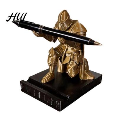 Eye-catching Pen Organizer Kneeling Knight Holder, 3D Printed Armor Warrior Desk Dynamic Ninja Sculpture Organizer, Executive Rest for Office,