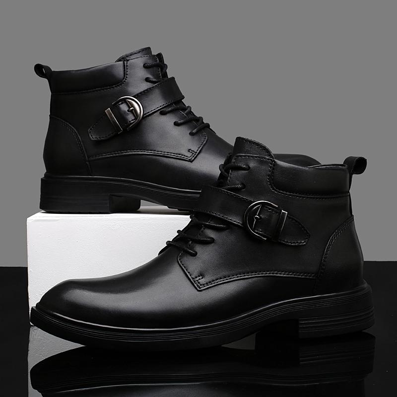 Fashion Luxury Brand Mens Genuine Leather Shoes New Arrival Ankle Boots High Quality Office Business Short Boots Outdoor Motocross Shoes