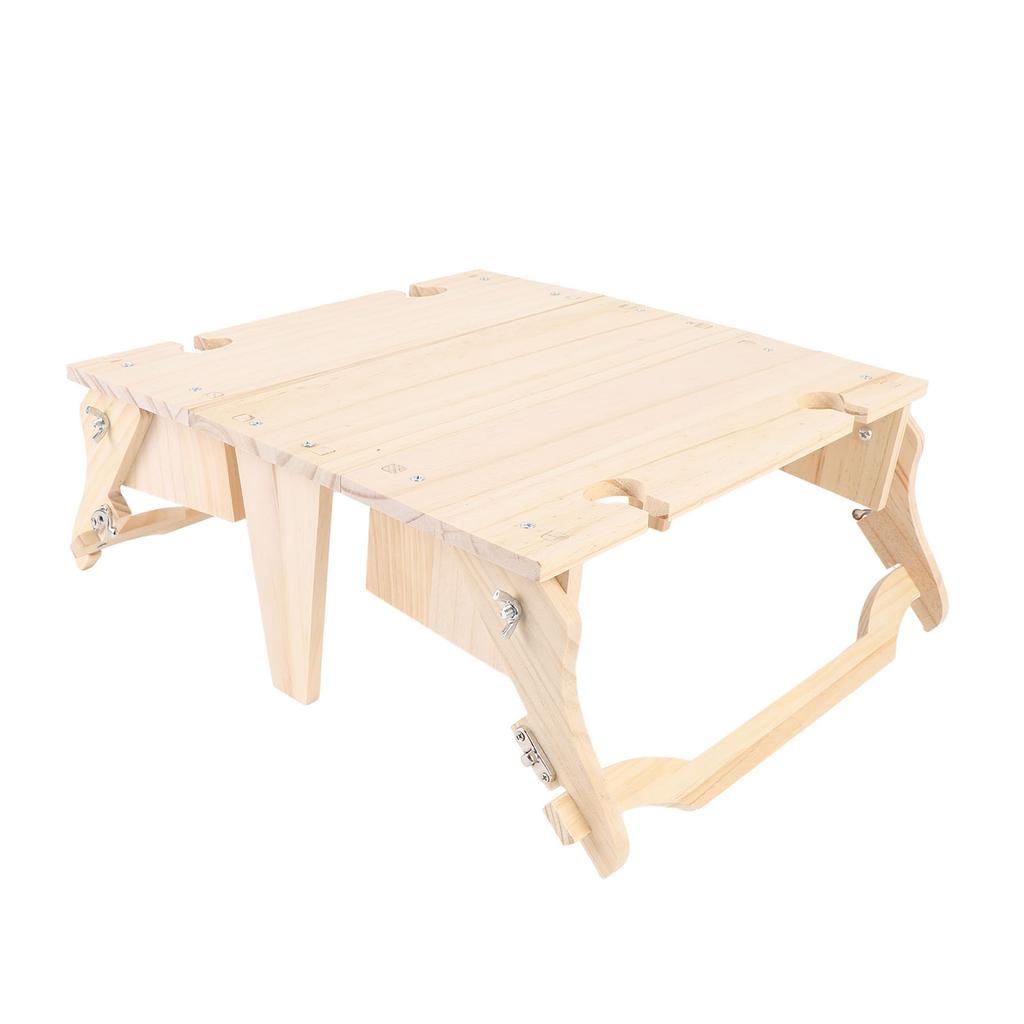 Wooden Folding Picnic Basket Table Outdoor Portable 2 in 1 Vintage with Wine Glass Holder
