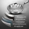 32cm Fume-free Non-stick Pan Wok 304 Stainless Steel Frying Pan with Glass Cover Household Uncoated Wok Cooker Gas Suitable