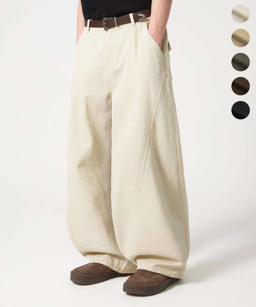 TRILLION [Special Feature] Curved Wide Cut Cotton Pants_5 Colors