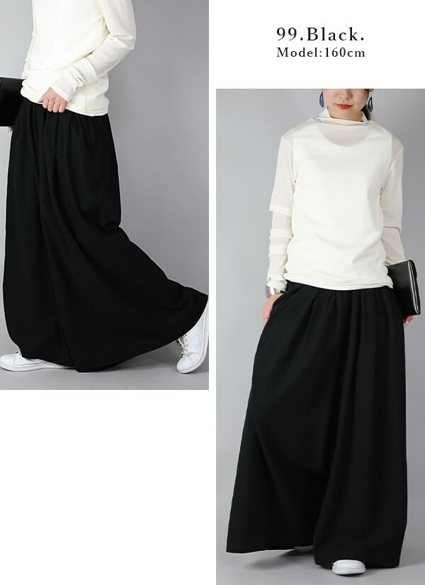 Andit Emural Pants with Elastic Loose Recycled and Brushed Sizes 99 Black Women's Nel-Tuck Wide-Leg Waist, Fit, Sustainable, Fabric, M-L,