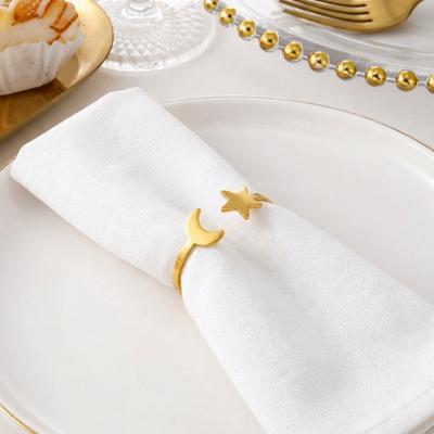 6PCS Gold/Silver Moon Napkin Rings Modern Minimalist Table Napkin Holder Metal Festival Party Napkin Buckle Holiday