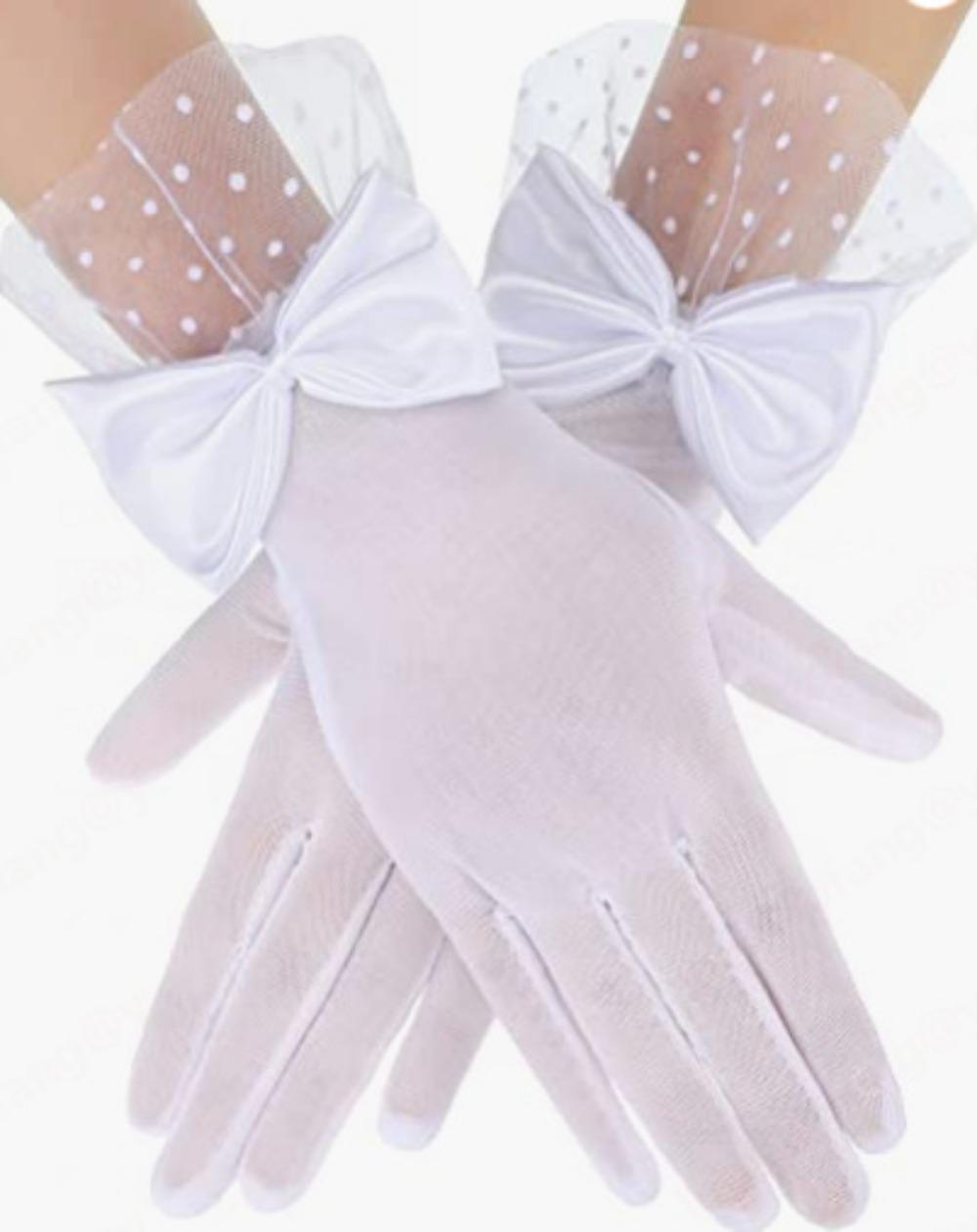 

Fashion Lace Ruffle Gloves for Women Black White Summer UV Protection Mesh белый