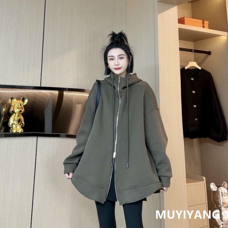 

European Goods High Quality Two-Way Zipper Fashion Casual Sweater Gray Green XL([Recommendation 61-70kg])