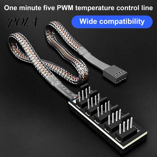 Fan Connector COOLMOON F5 PWM Splitter 4 Pin 1 to 5 Computers Wide Compatibility 33.5cm Cable CPU Adapter for Desktop