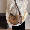 Women's Daily Shoulder Bag Weaving Simple New Moon Ladies Solid Color Fashion Crossbody Bag Leisure Handbag Commuter Bag ARI