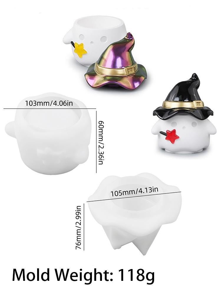 

DIY Creativity Storage Box Silicone Mold Cute Ghost Candle Jar Craft Gift Making Plaster Resin Flowerpot Casting Molds Home Deco