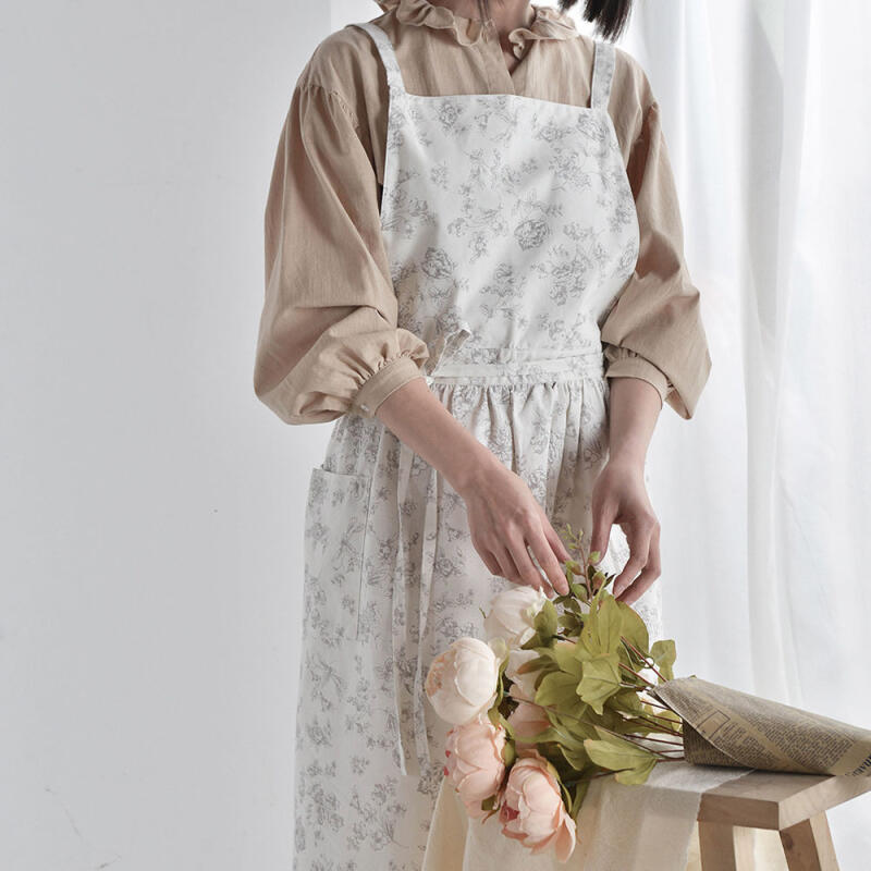 Luna Bisom 100% Cotton Long Waterproof Apron (3 Colors) beige