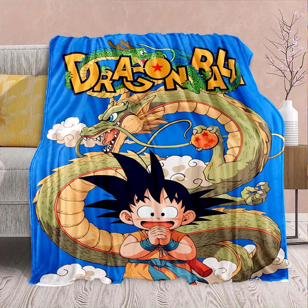 Dragon Ball Anime Flannel Blanket - Soft Warm Perfect for Sofa, Bedding Camping Travel Office Home Decor