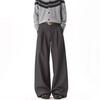 Old Money Style Retro A-word Pleated Straight Trousers Men's Spring American Cleanfit Drape Casual Wide-leg Trousers